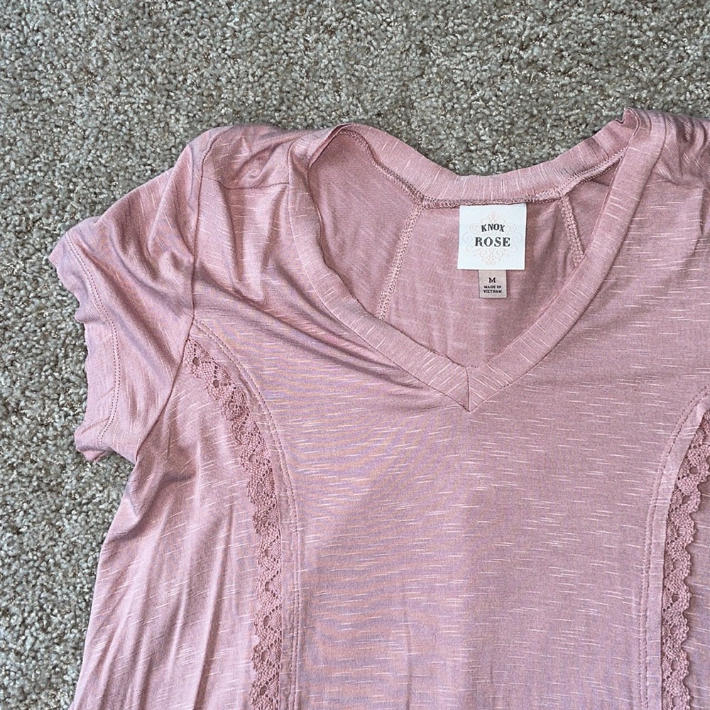 Knox Rose Woman's Peasant Style Short Sleeve Tunic Top - Size M